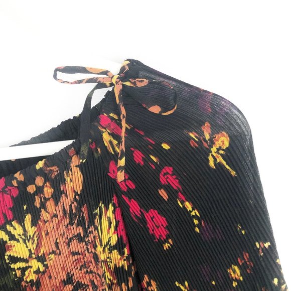Aritzia Wilfred Talence Silky Chiffon Micro Pleated Floral Peasant Sleeve Blouse - Picture 10 of 11